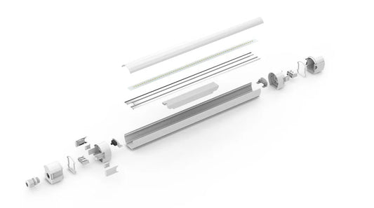 Detailansicht der schlagfesten Polycarbonat-Abdeckung der LED-Feuchtraumleuchte, IP65.