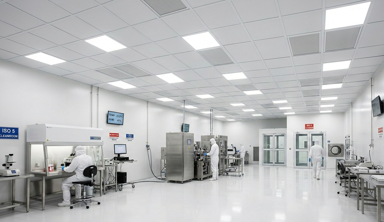 LED-Leuchte für pharmazeutische Reinräume und Produktionsbereiche