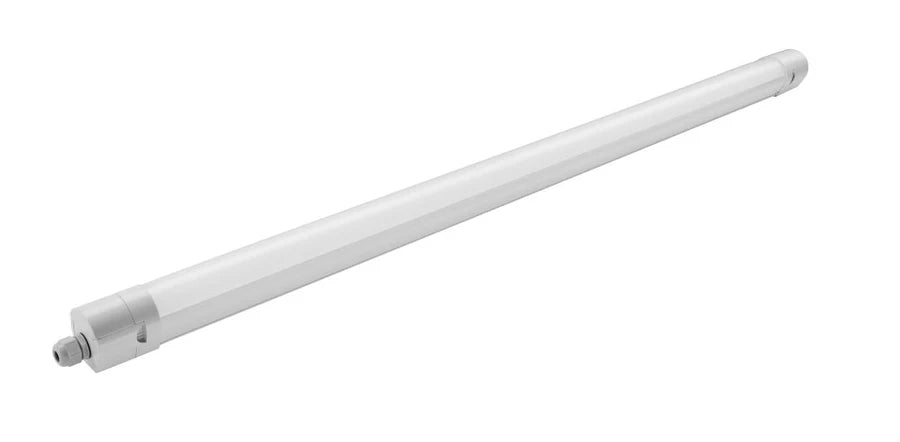 LED-Feuchtraum-Wannenleuchte IP65, weiß, 120 lm/W, schlagfestes Polycarbonat.