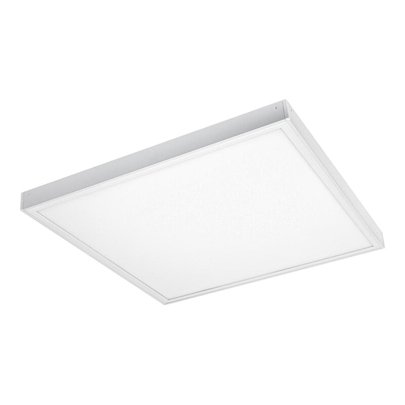 LED-Einlegepanel mit weißem Aluminiumrahmen und Backlight-Technologie in freigestellter Frontansicht